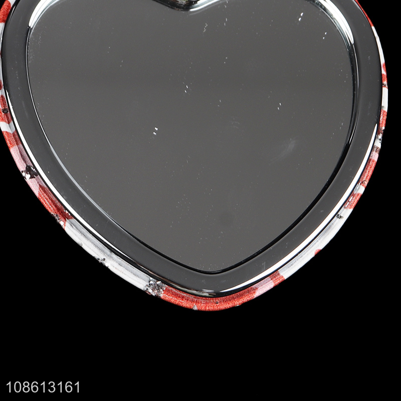Yiwu market heart shape foldable makeup mirror pocket mirror