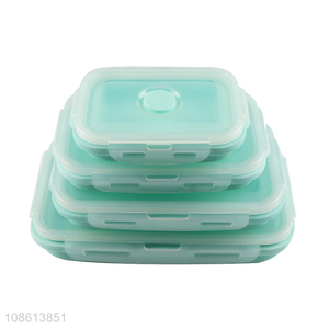 Hot selling collapsible silicone food storage box folding lunch box