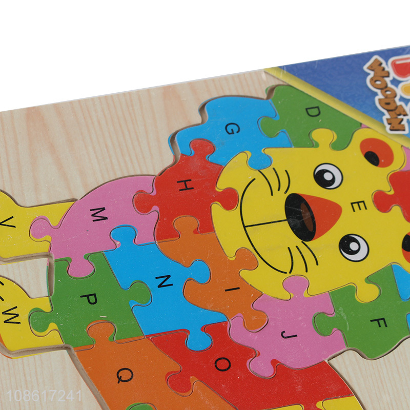 Good selling lion letter wooden puzzle toys for kids