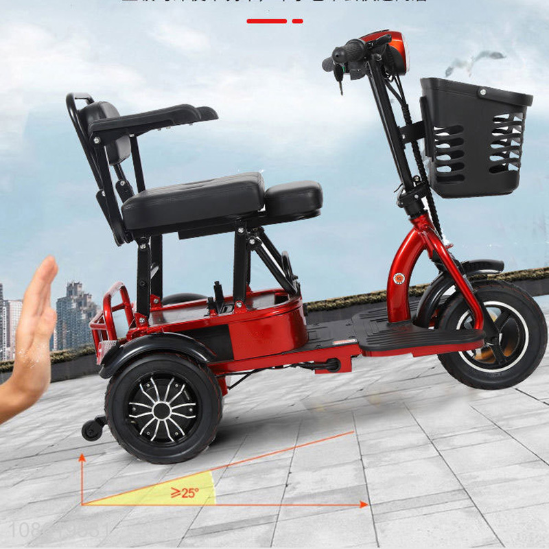 Factory price lithium battery three-gear speed fat tire folding electric trike scooter