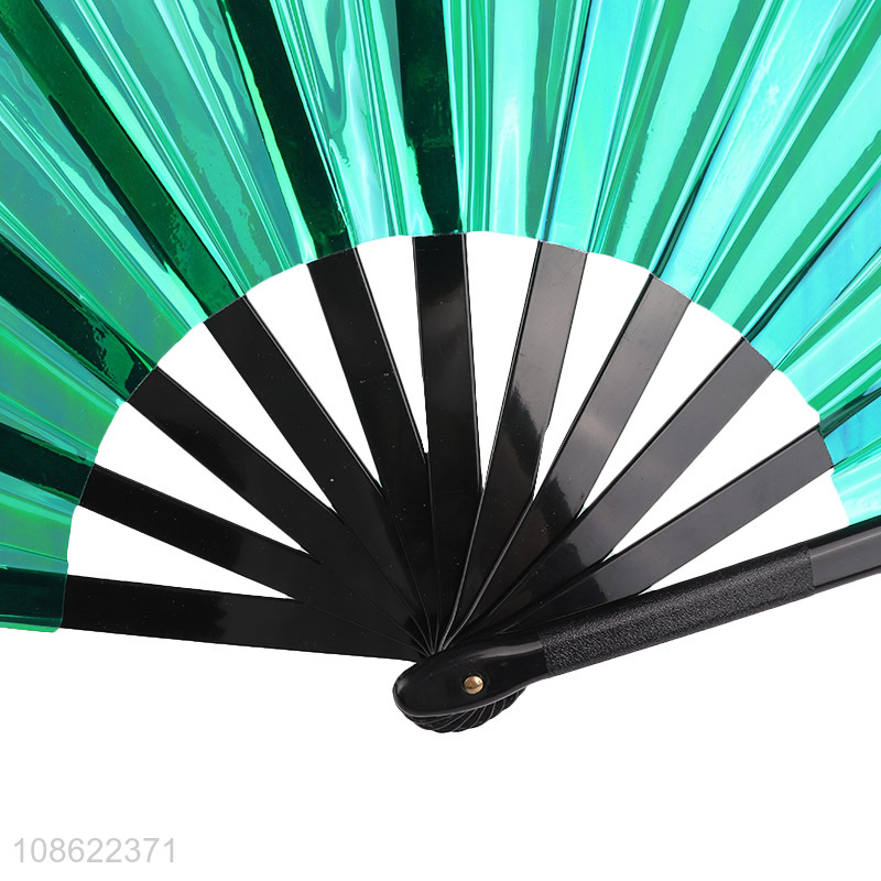 China wholesale summer portable folding laser PVC fan hand fan