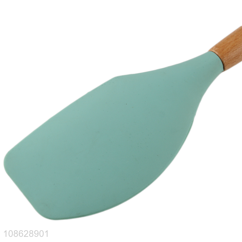 Good quality heat resistant silicone scraper spatula with wooden handle