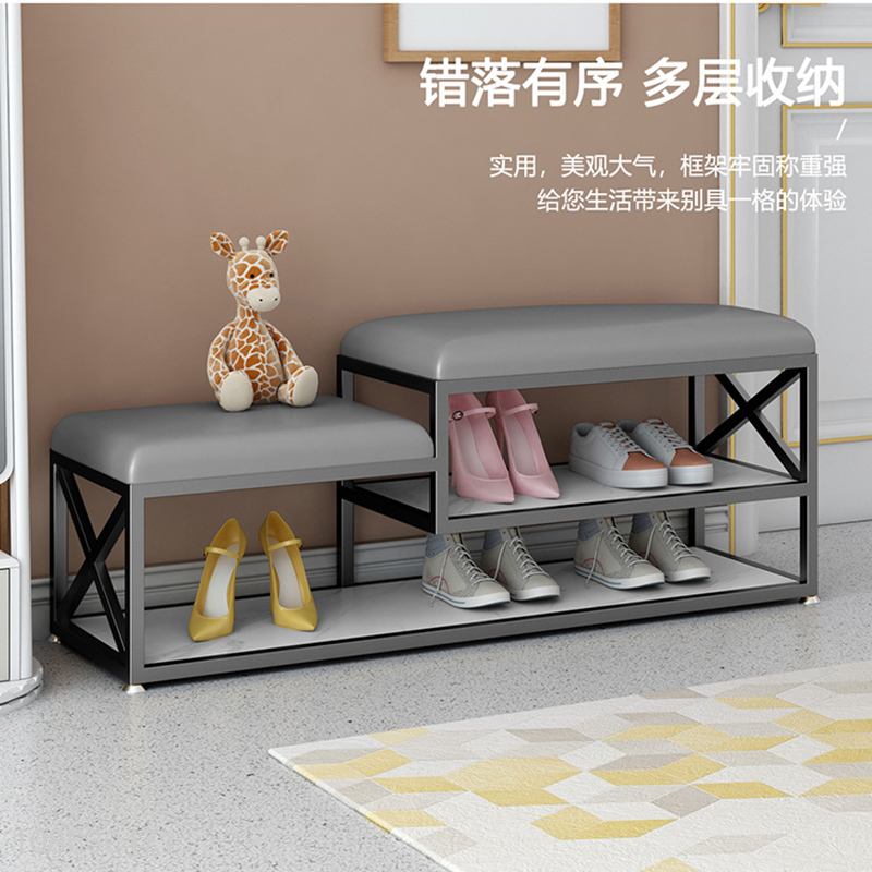 High quality multicolor upholstered shoe rack shoe stool for entryway