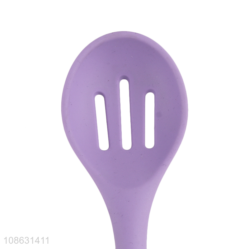 Best selling long handle silicone slotted ladle for kitchen utensils