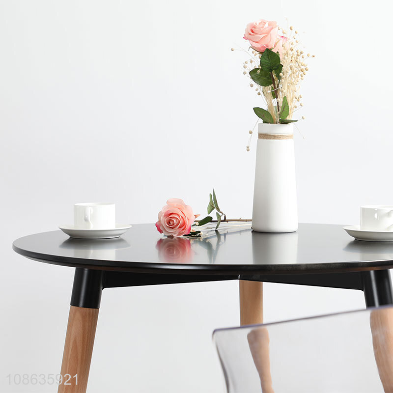 Wholesale round modern MDF side table coffee table with solid wood legs