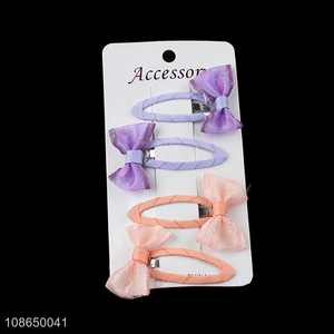 Top selling 4pcs cute girls hairpin hair decoration with bowknot