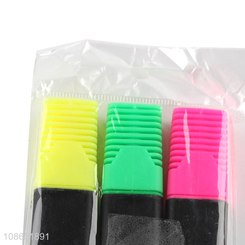 Good quality 3pcs non-toxic highlighter pen for school office