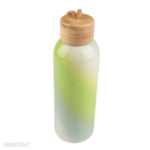 Wholesale stainless steel vacuum insulated water bottle with bamboo lid