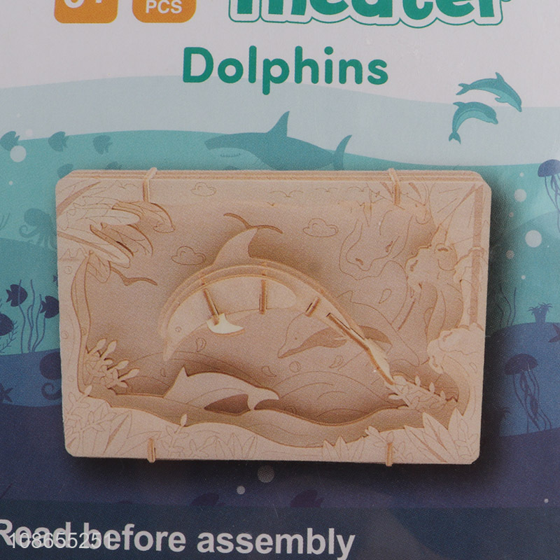 Most popular wooden dolphins series 3d puzzle toys for educational toys