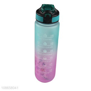 Wholesale gradient color food grade petg water bottle motivative sports bottle