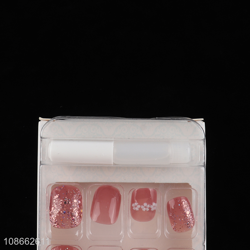 China factory pink girls natural fake nail for nail art decoration