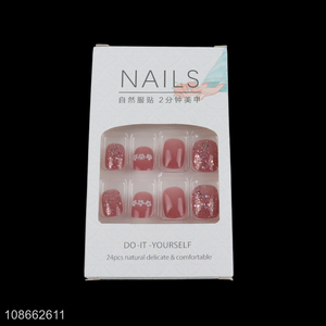 China factory pink girls natural <em>fake</em> <em>nail</em> for <em>nail</em> art decoration