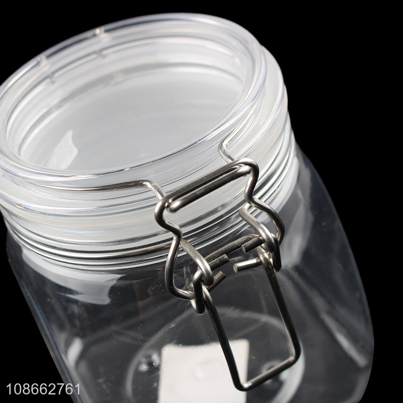 Wholesale 1300ml clear plastic jar with bail and trigger clamp lid