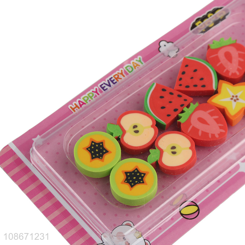 Hot selling cute cartoon fruit shape erasers rubber for children