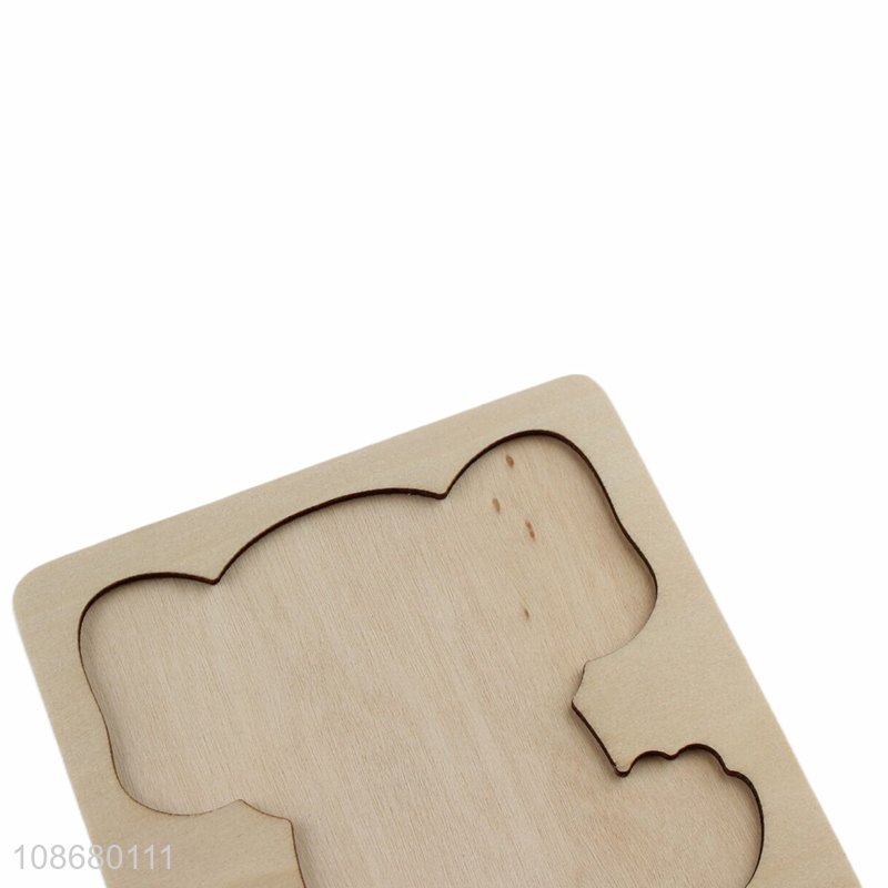 Good quality wooden cartoon elephant jigsaw puzzle toy for toddlers