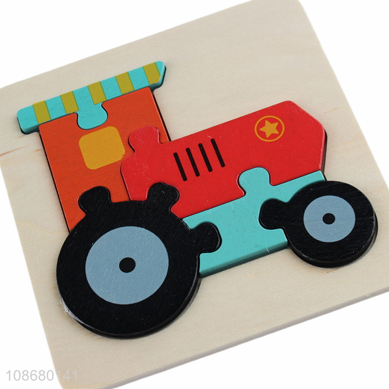 New product wooden cartoon locomotive jigsaw puzzle for preschooler