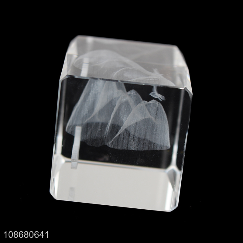 Top quality engraving glass cube crystal cube for gift