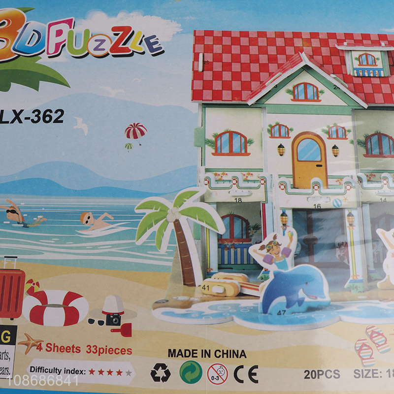 High quality 20 pieces 3D beach vacation puzzle model puzzles