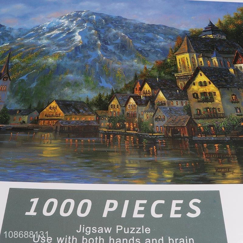 Hot selling 1000 pieces puzzle snown mountain town jigsaw puzzle