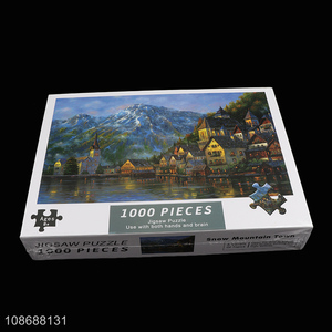 Hot selling 1000 pieces puzzle snown mountain town jigsaw puzzle