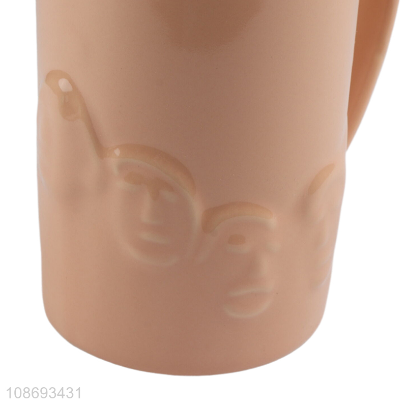 New product glossy embossed ceramic mug coffee cup water cup
