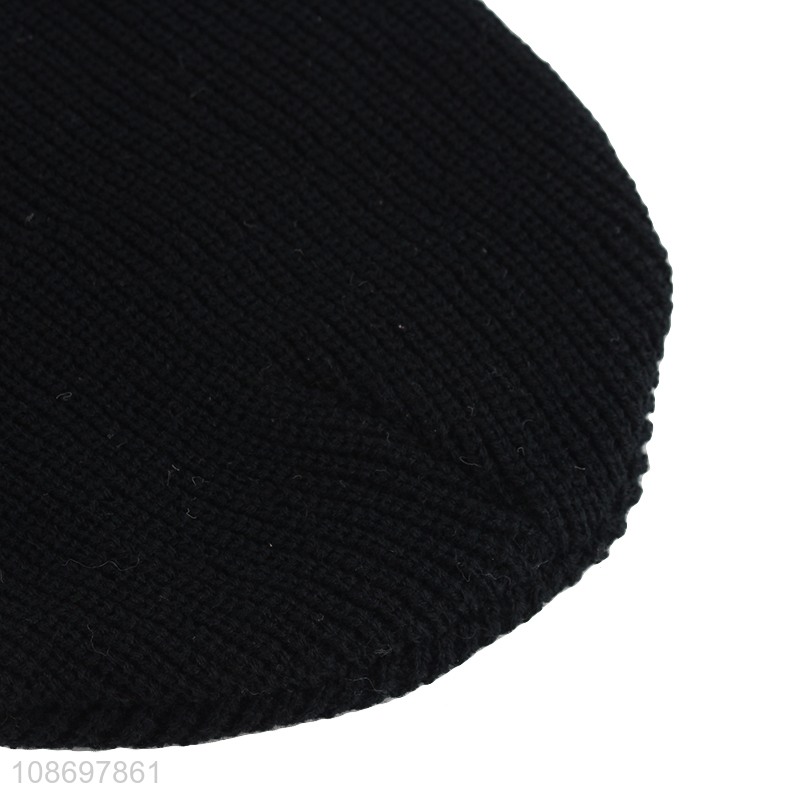 Good selling black winter outdoor thickened fashion beanies hat wholesale