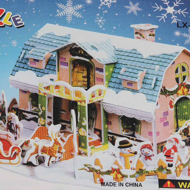 Hot sale 38 pieces DIY 3D Christmas house jigsaw puzzle for kids