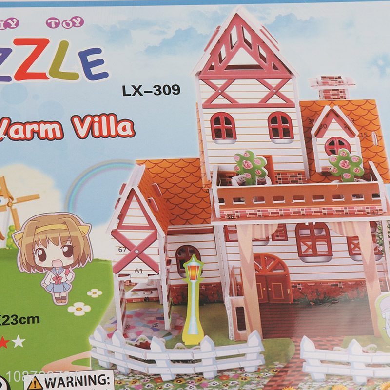 Factory direct sale DIY 3D warm villa jigsaw puzzle DIY toy for kids