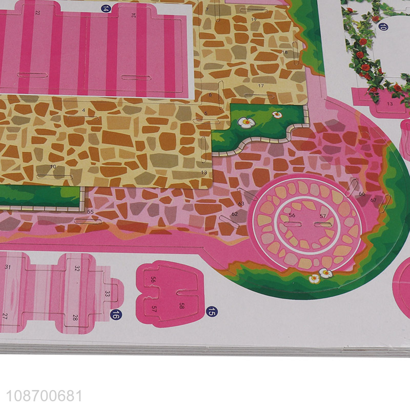Online wholesale 35 pieces DIY 3D pink villa jigsaw puzzle toys