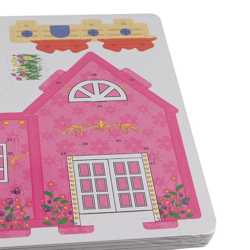 Wholesale DIY model building toy 3D pink house jigsaw puzzle toys