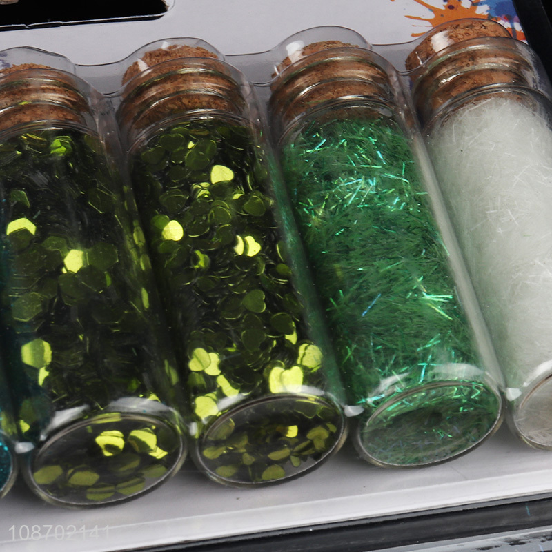 Wholesale glitter sequins set in glass jar for Diy scrapbooking & card making