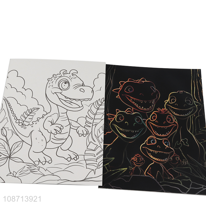 Factory price dinosaur series cartoon scratch art card art paper for kids