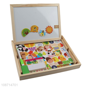 Good selling wooden cartoon children diy puzzle toy set educational toy
