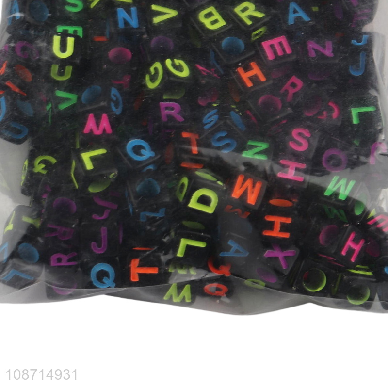 Best quality colored square alphabet beads diy beading toys wholesale