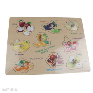 Most popular fruits series wooden baby hand-grip puzzle jigsaw toys