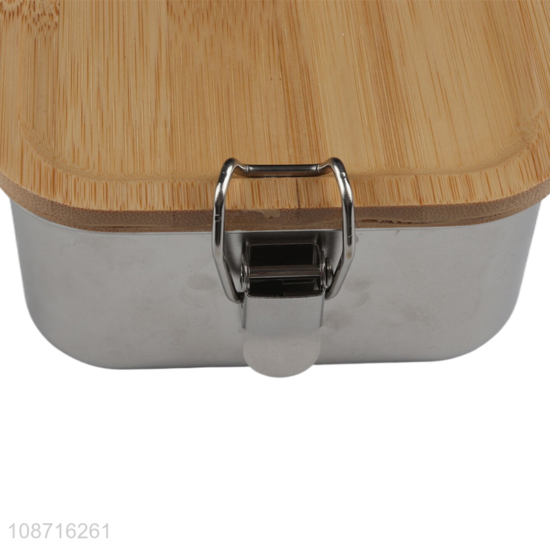 New product leakproof 304 stainless steel bento lunch box with bamboo lid