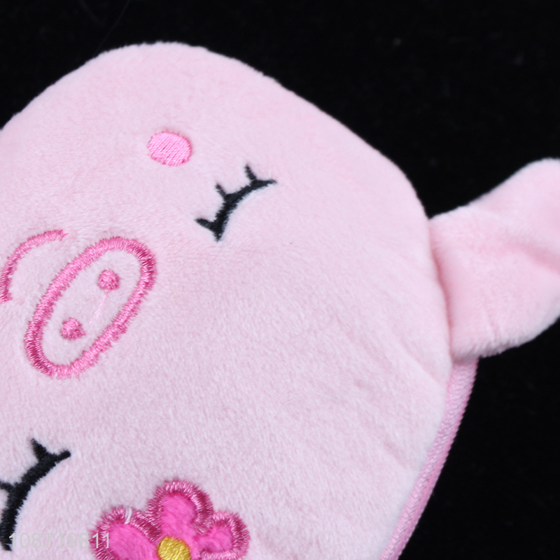 Hot selling kawaii cartoon pig plush coin purse zipper coin pouch