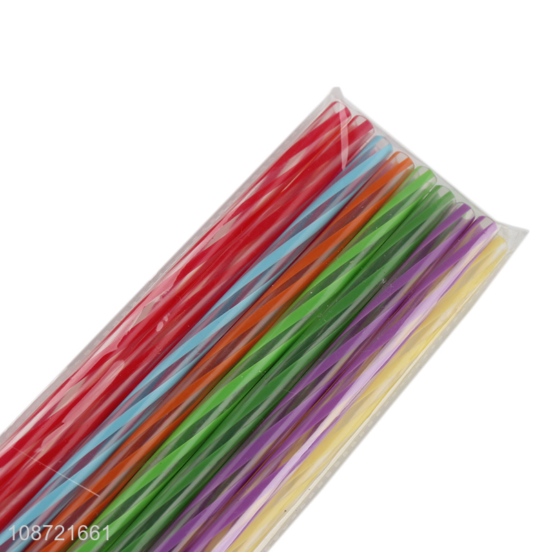 Wholesale rainbow color reusable long plastic replacement drinking straws