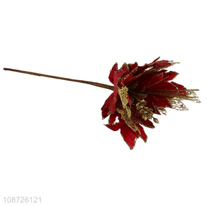 Hot selling red natural simulation christmas flower for christmas decoration