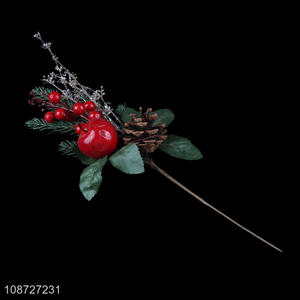 High quality artificial Christmas branch artificial pine picks with red berries