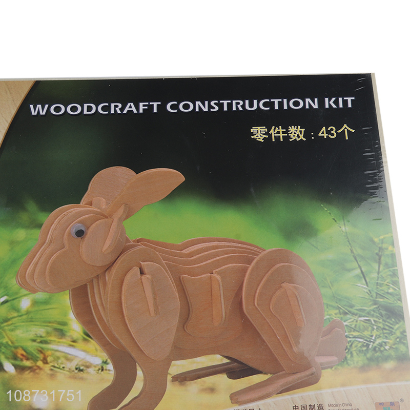 Most popular rabbit wooden 3d children puzzle toys kids educational toys