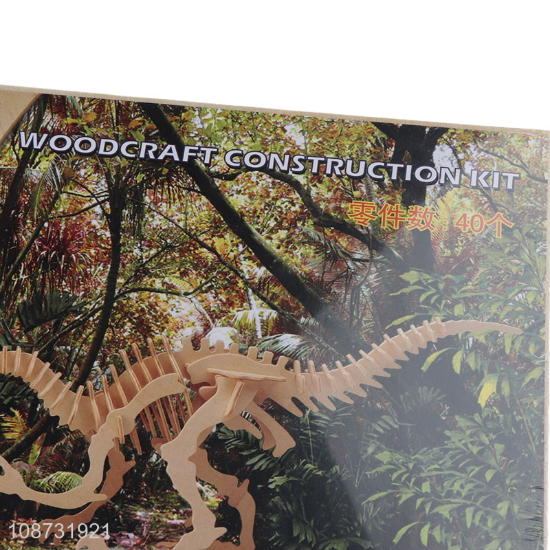 Factory supply velociraptor wooden 3d puzzle toys dinosaur model toys for kids