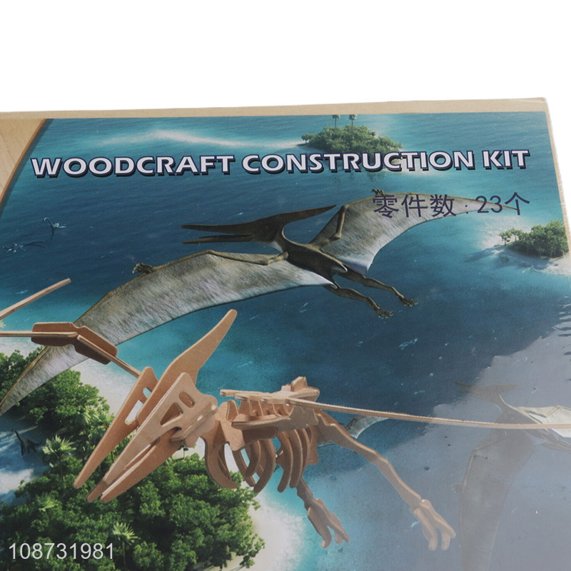 China wholesale wooden 3d pteranodon puzzle toys dinosaur model toys for kids