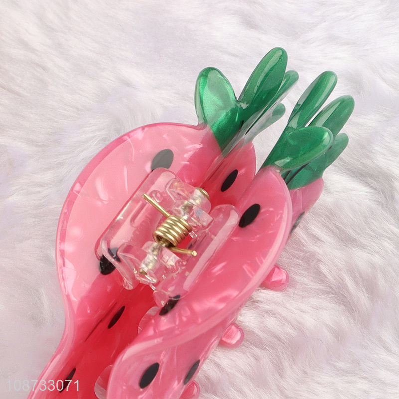 Wholesale cute strawberry shape acrylic hair claw clips for kids