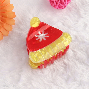 Wholesale sant hat shape acrylic hair claw clips Christmas gift