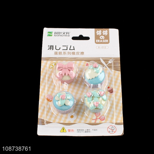 Hot selling 3D cupcake erasers pencil erasers for classroom rewards