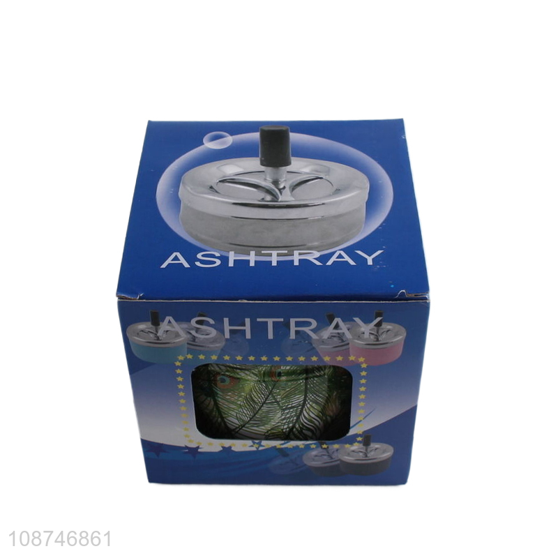 Wholesale round push down ashtray with spinning tray for home office