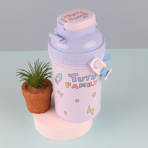 Wholesale cute water bottle with straw for kids