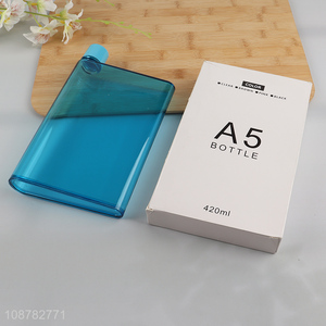 High quality A5 420ml flat plastic memo water bottle