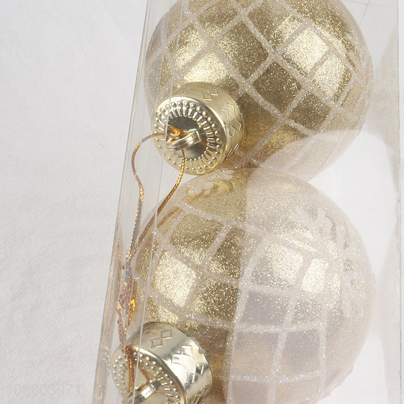 Top selling 3pcs golden christmas hanging ornaments ball